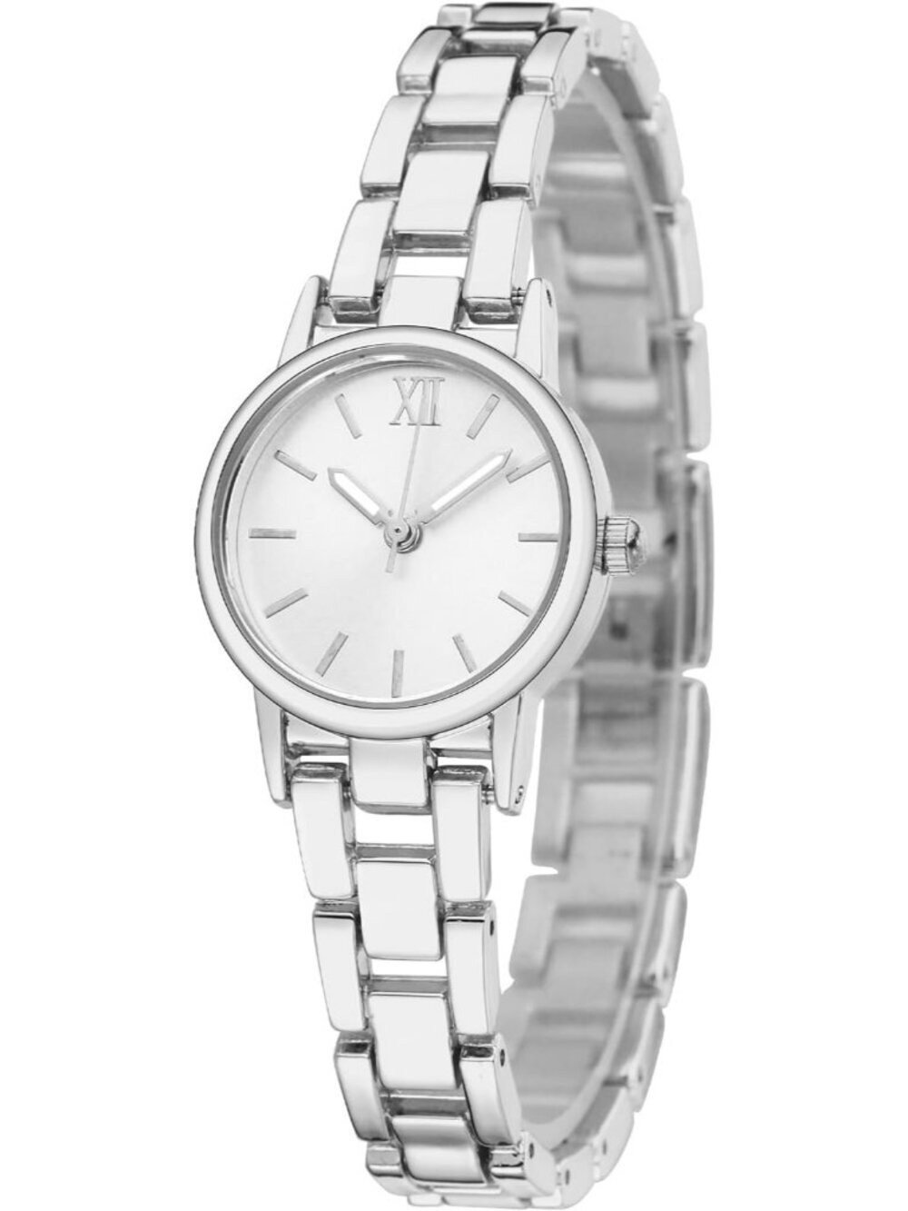 Women's Silver Analog Quartz Alloy Strap Daily Waterproof Exquisite Wrist Watch
